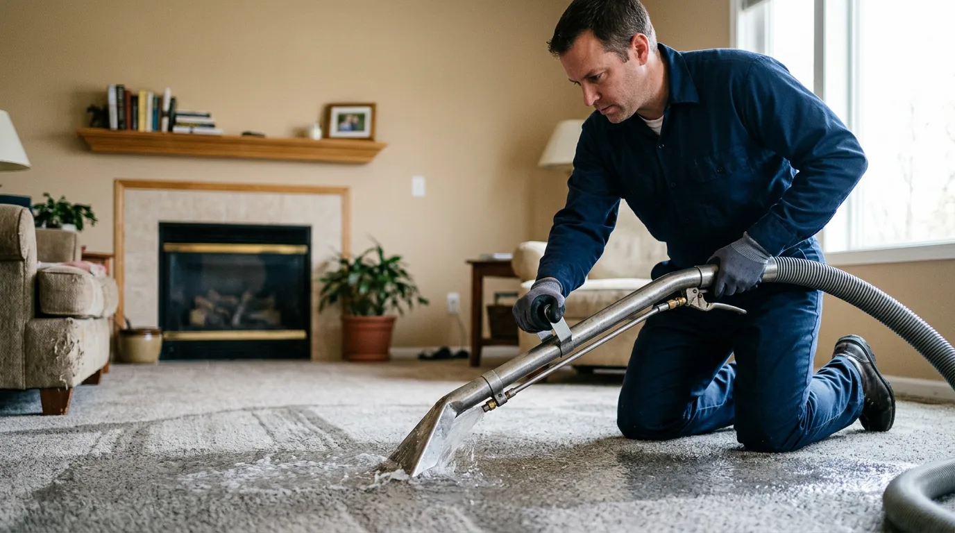 Water damage restoration technician working near Middlefield, OH